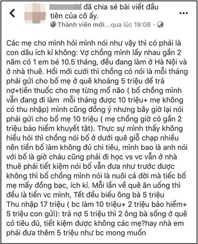 Bố mẹ chồng ở quê đòi tăng tiền trợ cấp từ 5 triệu lên 10 triệu, hội chị em hăm hở hiến kế cho dâu trẻ