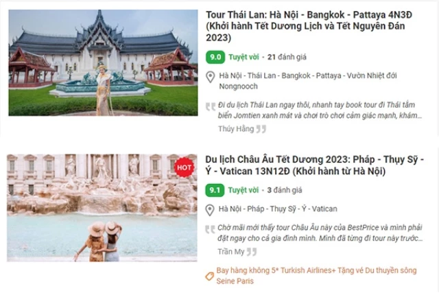 Nhiều tour Tết đã được mở bán từ sớm