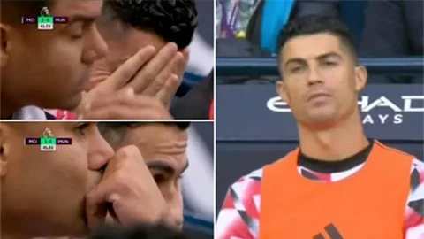 Trạng thái bất lực của Ronaldo trên ghế dự bị nhìn MU thua thảm Man City