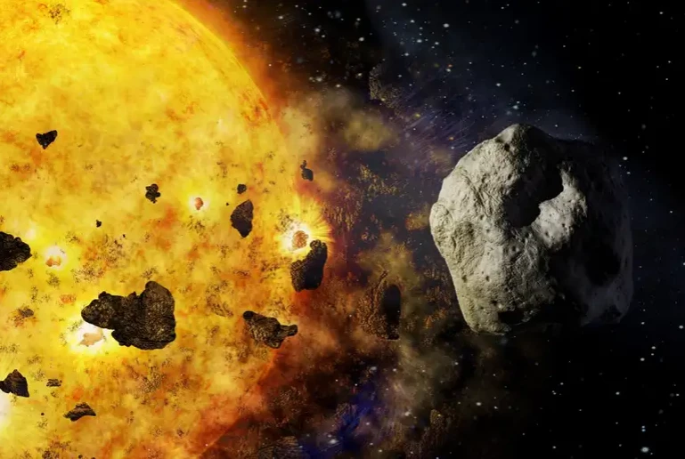 Artist’s impression of an asteroid near the Sun.
