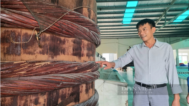 Ông Nguyễn Văn Tuyến giới thiệu về các phương pháp kỹ thuật mới được ứng dụng trong sản xuất nước mắm Ba Làng.