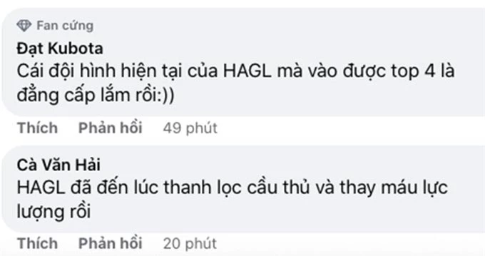 Những bình luận về HAGL của cộng đồng mạng sau trận thua TP.HCM 1-2.