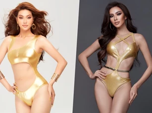 Hoa hậu Thùy Tiên, Thiên  Ân nóng bỏng trong phần thi áo tắm tại Miss Grand International 2022