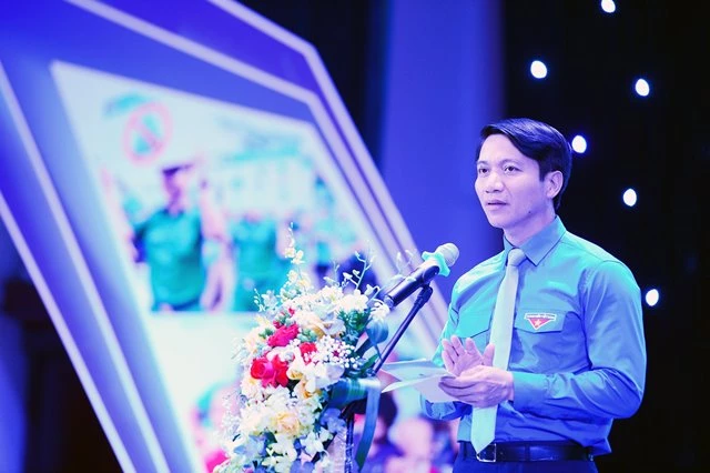 Bí thư Thường trực Trung ương Đoàn, Chủ tịch Hội Liên hiệp Thanh niên Việt Nam Nguyễn Ngọc Lương phát biểu.