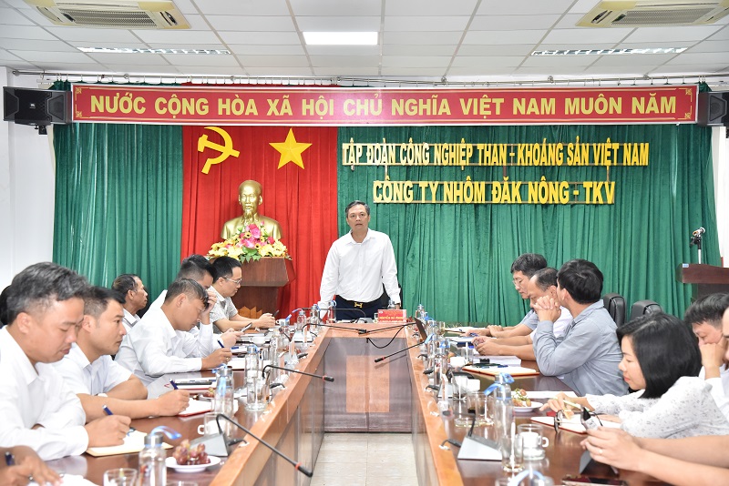 Ông Nguyễn Bá Phong – Bí thư Đảng ủy, Giám đốc Công ty Nhôm Đắk Nông, phát biểu chỉ đạo hội nghị.