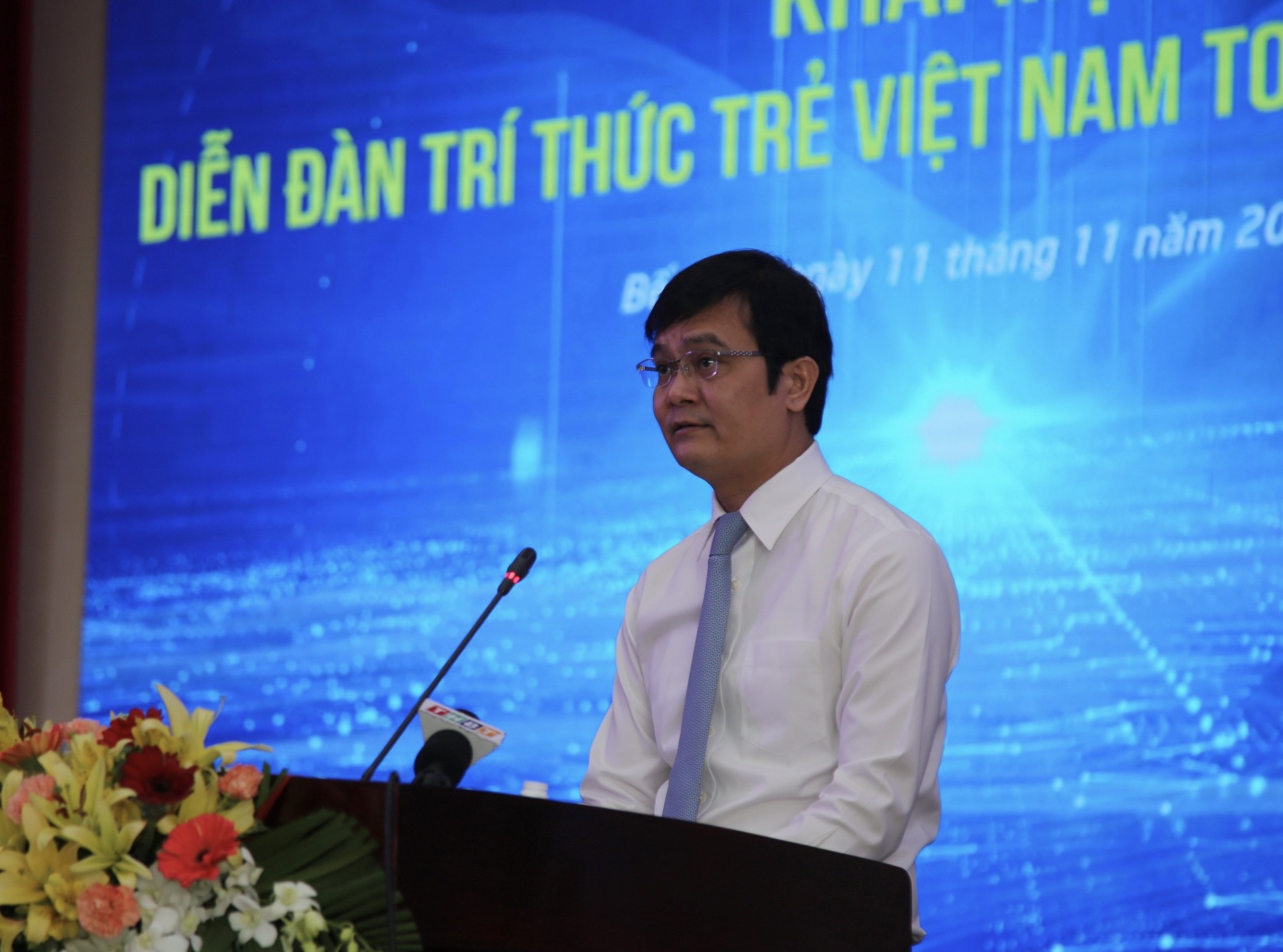 Bí thư Thứ nhất Trung ương Đoàn TNCS Hồ Chí Minh Bùi Quang Huy phát biểu khai mạc diễn đàn.