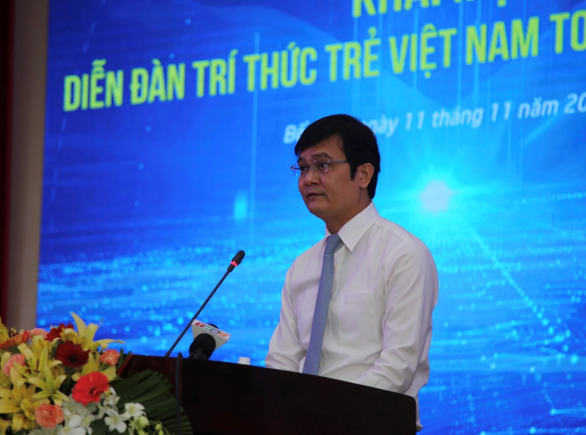 Bí thư Thứ nhất Trung ương Đoàn TNCS Hồ Chí Minh Bùi Quang Huy phát biểu khai mạc diễn đàn.