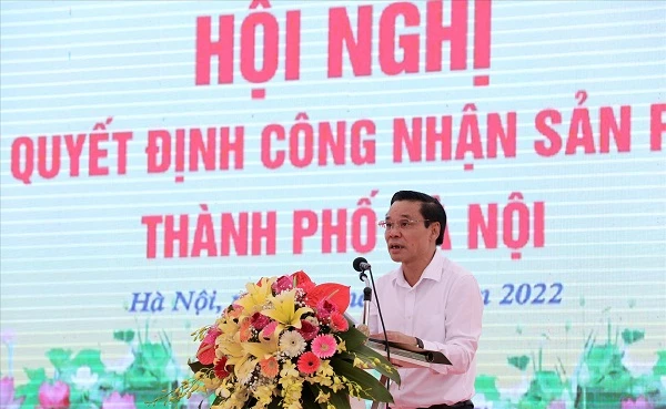 Ông Chu Phú Mỹ - Giám đốc Sở nông nghiệp và PTNT Hà Nộị phát biểu tại hội nghị.