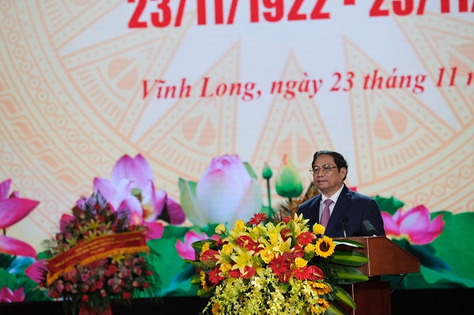 Thủ tướng Chính phủ Phạm Minh Chính phát biểu tại Lễ kỷ niệm 100 năm Ngày sinh cố Thủ tướng Võ Văn Kiệt 