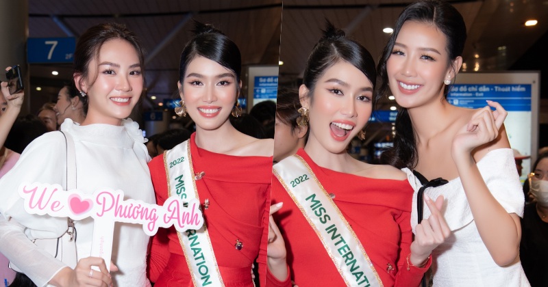 'Quân đoàn' Hoa, Á hậu ra sân bay chúc mừng Á hậu Phương Anh lên đường tới Miss International 2022