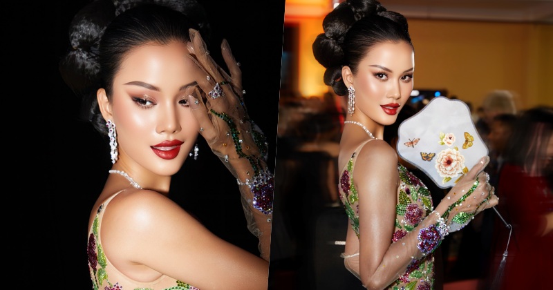 Hương Ly khoe vóc dáng "mình hạc xương mai" trong đầm xuyên thấu của NTK Trần Hùng