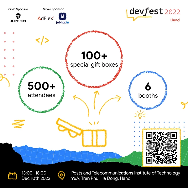  Quét mã QR Code để “rinh” ngay Vé tham dự DevFest Day 2022.
