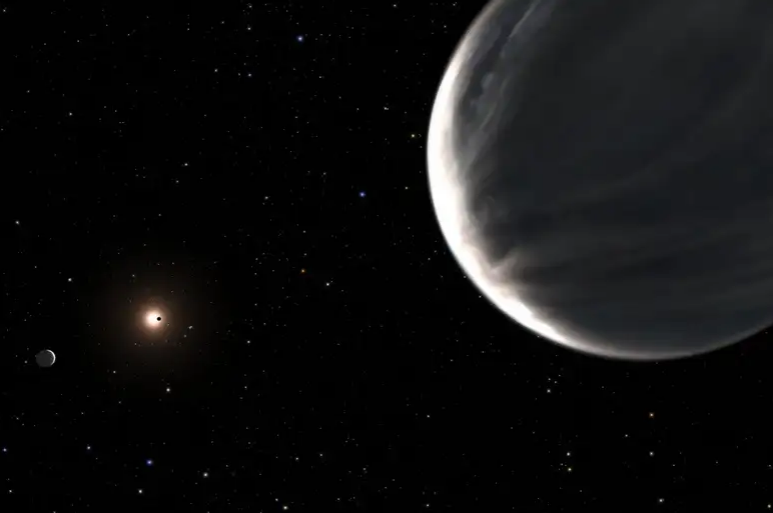 Kepler-138 d (front), Kepler-138 c (left) and Kepler 138 b passing in front of its parent star (Source: NASA, ESA, Leah Hustak (STScI)).