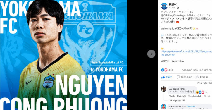 Công Phượng 'gây bão' tại Nhật Bản trong ngày gia nhập Yokohama FC 