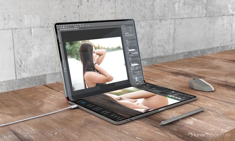 Mẫu dựng MacBook sử dụng màn hình gập, không có bàn phím. Ảnh: Astropad.