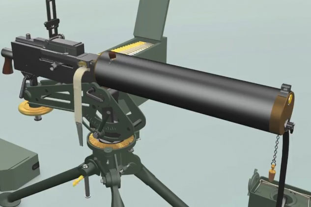 Đồ họa 3D hoạt động của súng máy hạng nặng Browning 1917