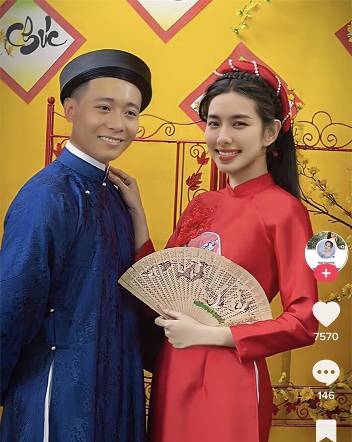 Thuỳ Tiên - Quang Linh Vlog háo hức sánh đôi cùng diện áo dài chúc Tết, sự thật khiến fan 'ngã ngửa' Ảnh 3
