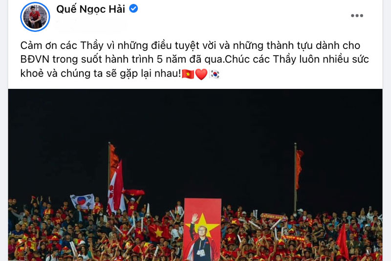 Văn Lâm, Quế Ngọc Hải xúc động tri ân HLV Park Hang Seo