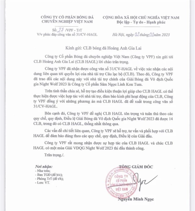 VPF chấp nhận đề xuất, Hoàng Anh Gia Lai vẫn dự V.League 2023 - Ảnh 1.