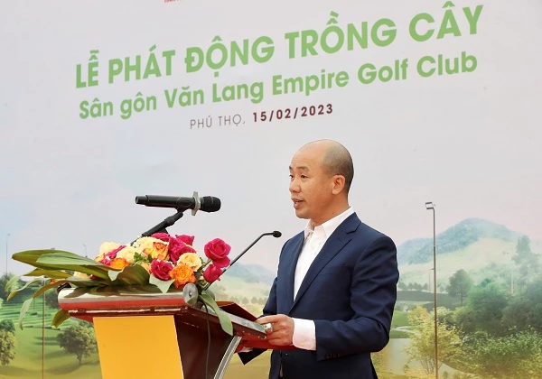 Ông Nhữ Văn Hoan, Tổng Giám đốc Vùng Trung du và miền núi phía Bắc của T&T Group, kiêm Tổng Giám đốc Công ty T&T Golf phát biểu tại Lễ phát động.