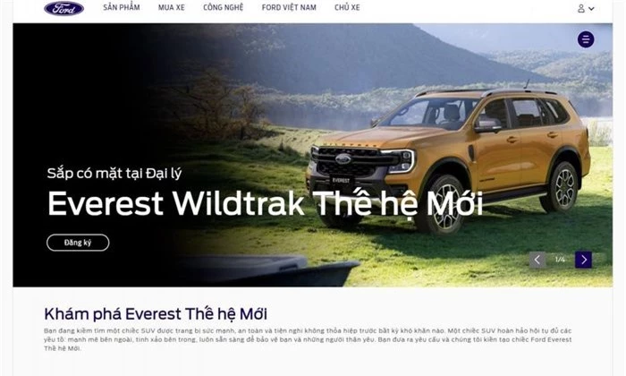 Hình ảnh Everest Wildtrak được hé lộ trên website của hãng.