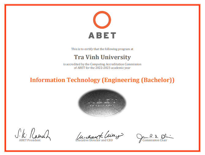 ngành CNTT đạt kiểm định chất lượng ABET.