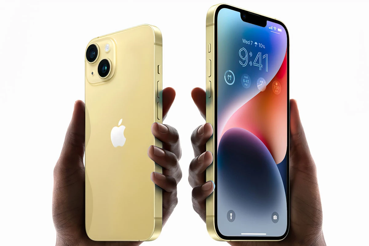 iPhone 14 và iPhone 14 Plus màu vàng.
