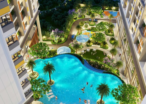 Hồ bơi phong cách resort – Điểm nhấn tiện ích tại 9X An Sương