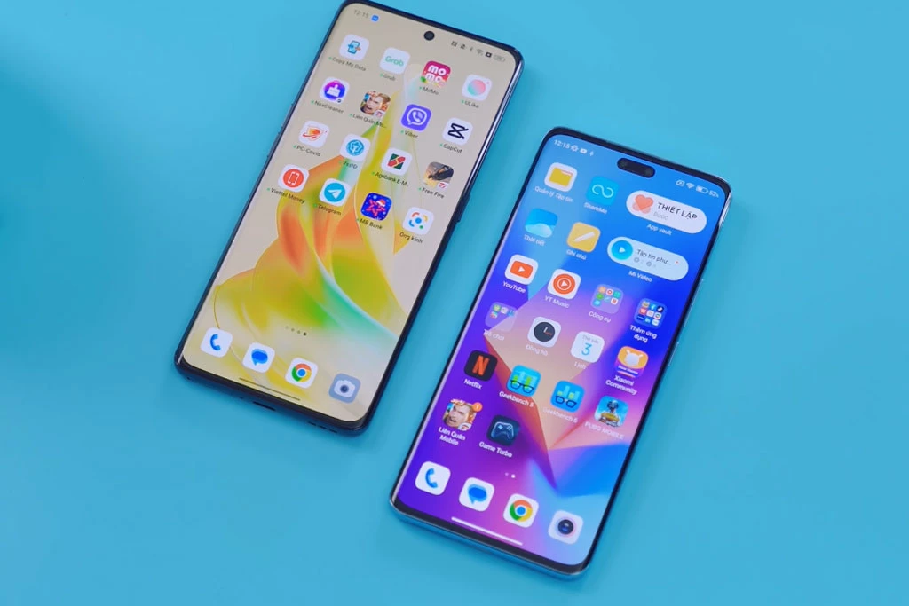 Xiaomi 13 Lite 5G (phải) và Oppo Reno8 T 5G.