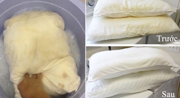 Mẹo giặt ruột gối dễ dàng, ố vàng đến mấy vài phút cũng trắng tinh thơm tho như mới