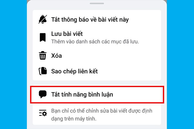 Cách tắt bình luận trên Facebook