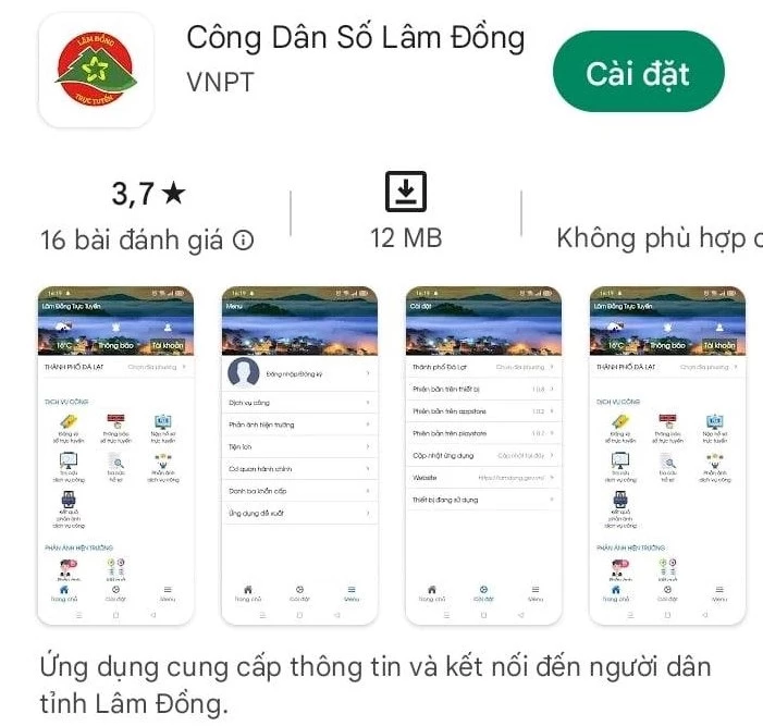 ứng dụng “Công dân số Lâm Đồng” đã có trên hệ điều hành Android, iOS để người dùng có thể dễ dàng tải, cài đặt và sử dụng. 