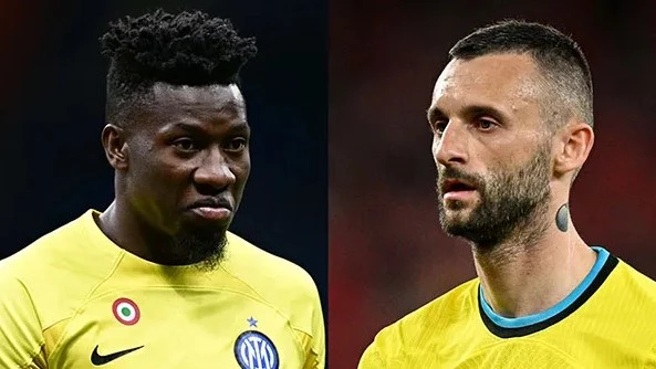 Thủ môn Onana và tiền vệ Brozovic xô xát trong buổi tập mới nhất của Inter Milan.