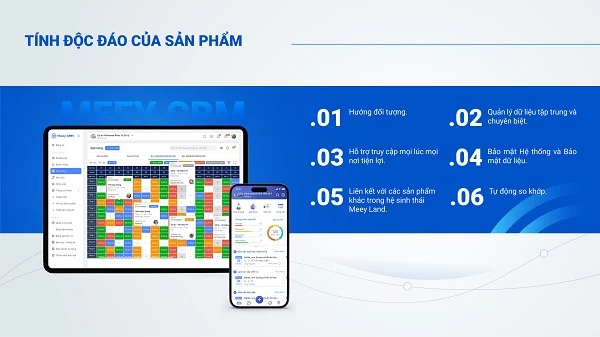 Meey CRM - một sản phẩm thuộc Hệ sinh thái Công nghệ - Tài chính bất động sản Meey Land.