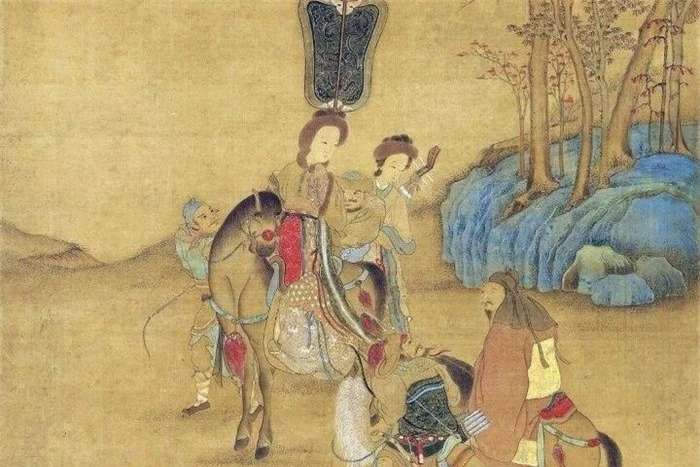Phác họa Vương Chiêu Quân ngồi trên lưng ngựa. (Ảnh: Sohu)