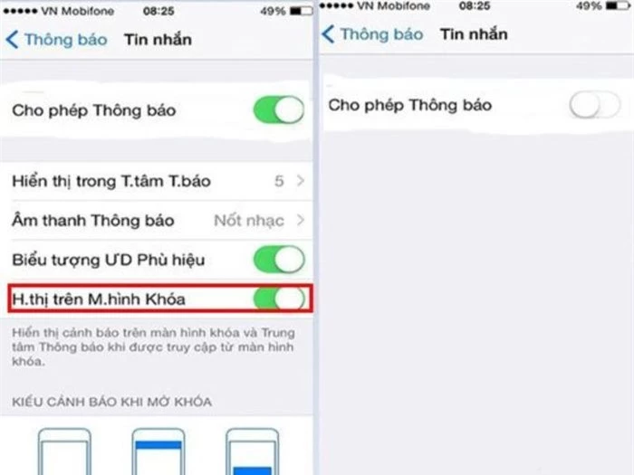 Cài đặt mật khẩu cho ứng dụng tin nhắn trên iPhone.