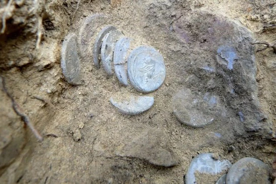 Một kho chứa 175 đồng xu bạc được khai quật trong một khu rừng ở Ý có thể đã được chôn cất trong cuộc nội chiến La Mã.