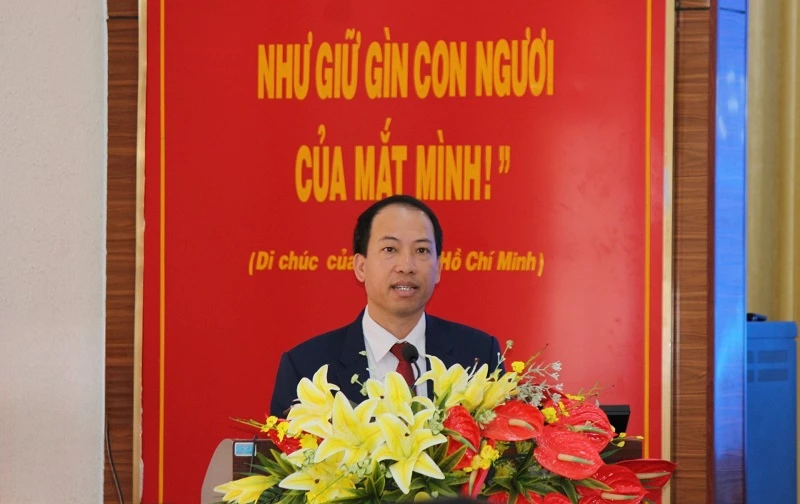 Ông Sử Thanh Hoài - Bí thư Huyện uỷ Lạc Dương, phát biểu tại chương trình.