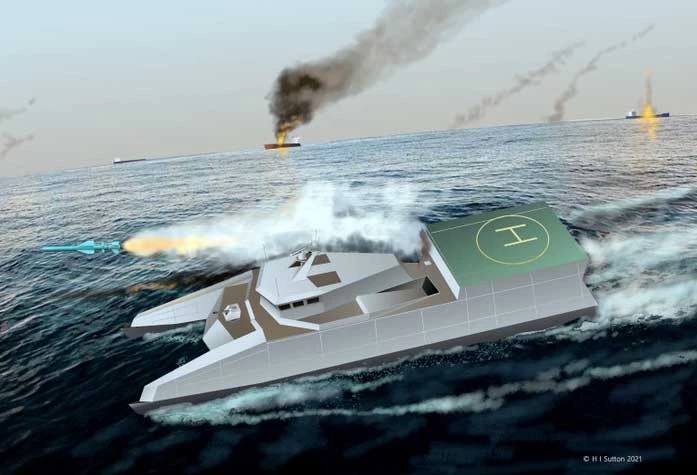 Mô phỏng tàu chiến Iran tấn công đối thủ bằng tên lửa mới.
