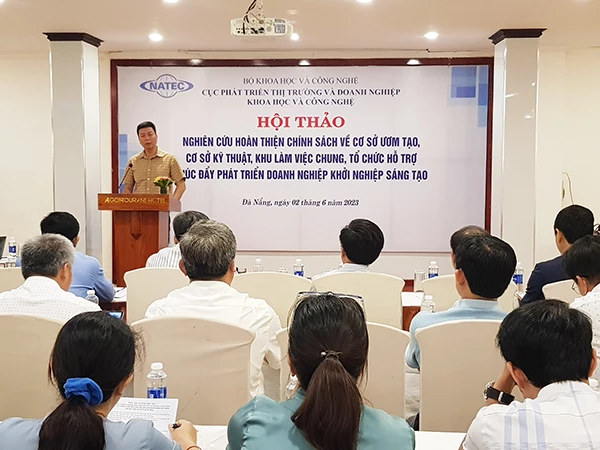 Hội thảo nghiên cứu hoàn thiện chính sách về cơ sở ươm tạo... do Cục Phát triển thị trường và doanh nghiệp KH&CN(Bộ KH&CN) tổ chức tại Đà Nẵng sáng 2/6