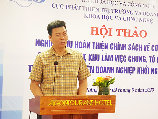 Phó Cục trưởng Cục Phát triển thị trường và DN KH&CN (PTTTDN) Trần Xuân Đích phát biểu tại hội thảo