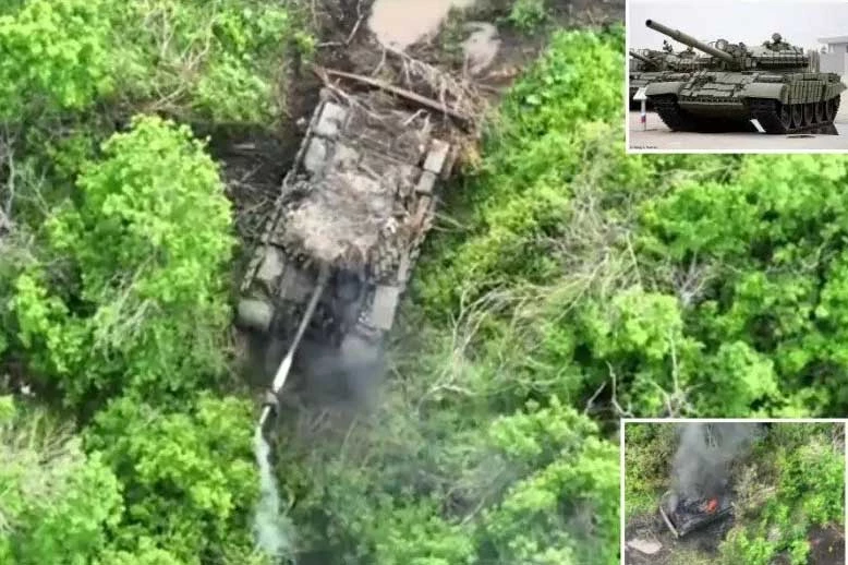 Hình ảnh T-62MV bị phá hủy do Ukraine công bố.