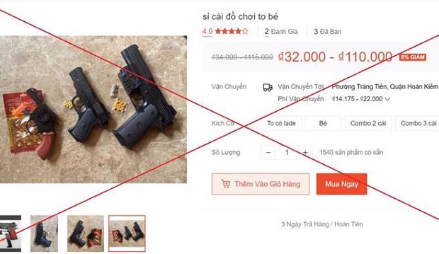 Ngang nhiên rao bán đồ chơi bạo lực trên mạng xã hội