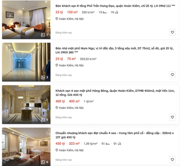 Khách sạn phố cổ Hà Nội ồ ạt được rao bán, nhiều nơi giá hơn 1 tỷ đồng/m2