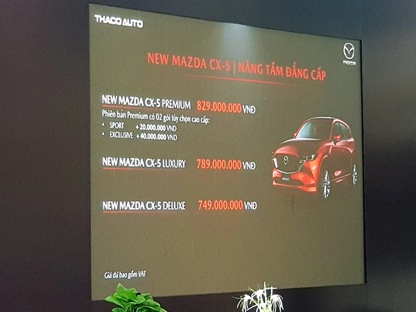 Công bố giá bán mẫu xe New Mazda CX-5 tại thị trường Việt Nam.