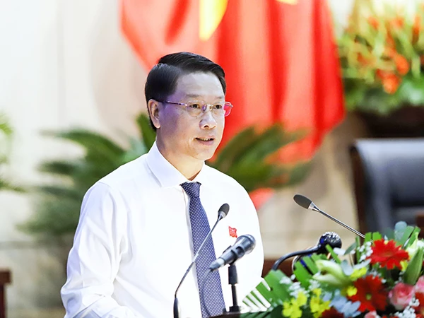 Chủ tịch Ủy ban MTTQVN TP Đà Nẵng Ngô Xuân Thắng phát biểu tại phiên khai mạc kỳ họp.