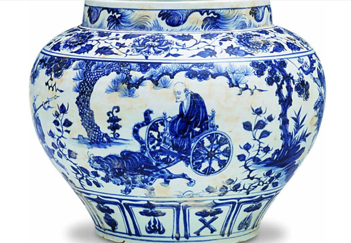 Chiếc hũ sứ Nguyên Thanh Hoa được đấu giá hơn 470 tỷ đồng. (Ảnh: QQ News)