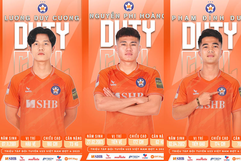 U23 Việt Nam bổ sung thêm 3 cầu thủ từ SHB Đà Nẵng