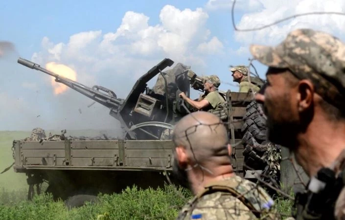 Ukraine sử dụng súng máy phòng không ZU-23-2 để chống lại máy bay không người lái (UAV) Lancet của Nga. Ảnh: Army Inform.