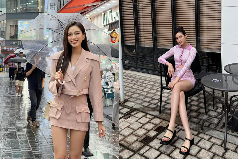 Hoa hậu Đỗ Thị Hà khoe chân dài miên man trên đường phố Hàn Quốc